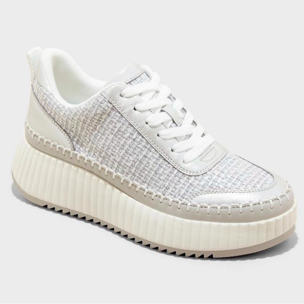 🩶SILVER ‘TWEED’ PLATFORM SNEAKERS